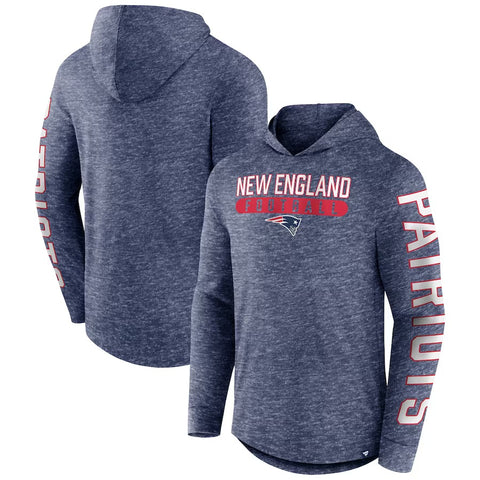Men's New England Patriots Stack Long Sleeve Hoodie T-Shirt - Heather Navy