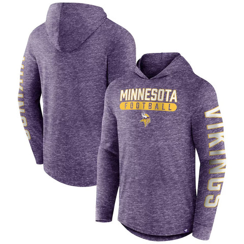 Men's Minnesota Vikings Stack Long Sleeve Hoodie T-Shirt - Heather Purple
