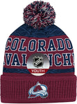 Youth Colorado Avalanche Burgundy Cuffed Knit Hat with Pom