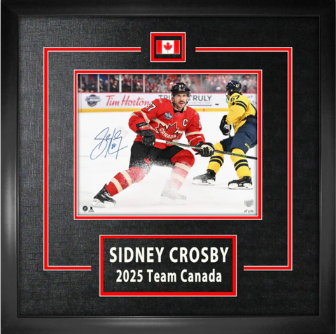RARE Sidney Crosby Signed 2025 Team Canada 8x10 Limited Edition Frame