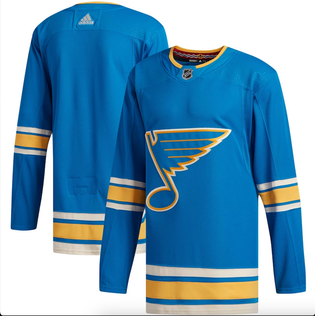 adidasNHLアイスホッケーセントルイスブルースユニフォームゲームシャツXL adidasNHLアイスホッケーセントルイスブルースユニフォーム