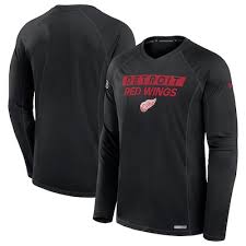 Men's Detriot Red Wings Fanatics Black Authentic Pro Long Sleeve T-Shirt