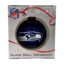 Seattle Seahawks Single Double Sided Glass Ball Team Ornament