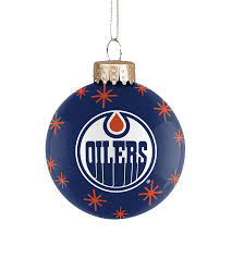 Edmonton Oilers Single Double Sided Glass Ball Team Ornament