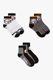 NFL Men's 3-Pack Sport Quarter Fan Socks |  Team Colour Styles With Logos