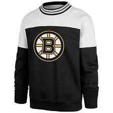 MEN'S BOSTON BRUINS '47 BRYSON BLACK AND WHITE CREW SWEATSHIRT