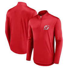 Men's New Jersey Devils Fanatics Red Mock Neck Quarter-Zip Top