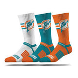 NFL Men's 3-Pack Sport Crew Fan Socks | Sock Size 10-13 | Ribbed, Arch Support, Cushioned Sole | Football Team Variations