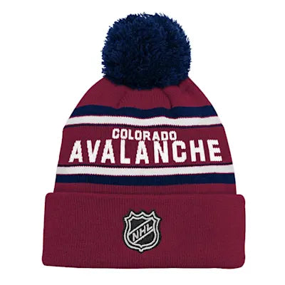 Youth Colorado Avalanche Third Jersey Jacquard Cuffed Knit Hat with Pom - Burgundy