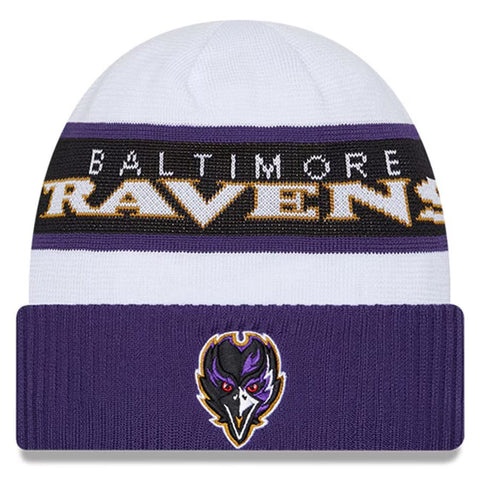 Men's Baltimore Ravens White/Purple Knitted Toque