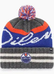 Edmonton Oilers NHL 47 Brand Men's Grey Hyperbolic Cuff Pom Knit