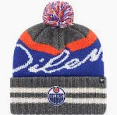 Men's Edmonton Oilers 47  Grey Hyperbolic Cuff Pom Knit Toque