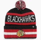 Men's Chicago Blackhawks '47 Black Bering Cuffed Knit Hat with Pom