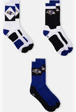 NFL Men's 3-Pack Sport Crew Fan Socks | Sock Size 10-13 | Ribbed, Arch Support, Cushioned Sole | Football Team Variations