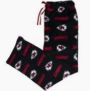 Mens Kansas City Chiefs Coral Fleece Pajama Lounge Pants With Team Names & Logos
