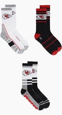 NFL Men's 3-Pack Sport Crew Fan Socks | Sock Size 10-13 | Ribbed, Arch Support, Cushioned Sole | Football Team Variations