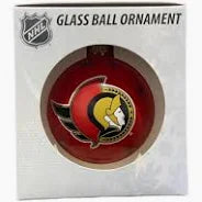 Ottawa Senators Double Sided Single Glass Ball Christmas Ornament NHL Hockey Red