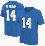 Youth Detriot Lions St.Brown Jersey – Blue