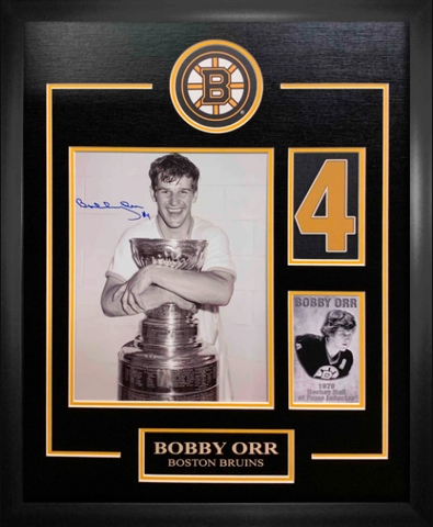Bobby Orr Signed Boston Bruins 9x12 'Hugging the Stanley Cup' Collage Frame